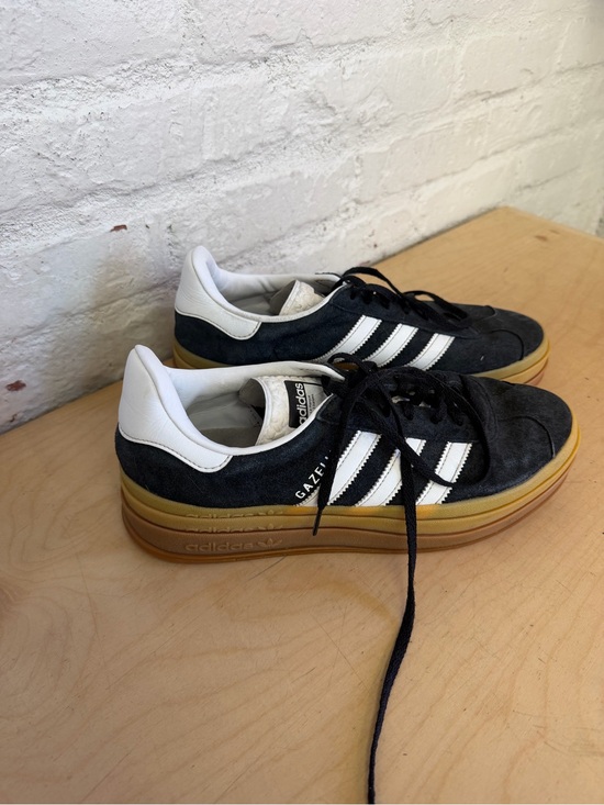adidas Shoes - adidas Gazelle Platform Black & White Suede Sneakers with Gum Sole